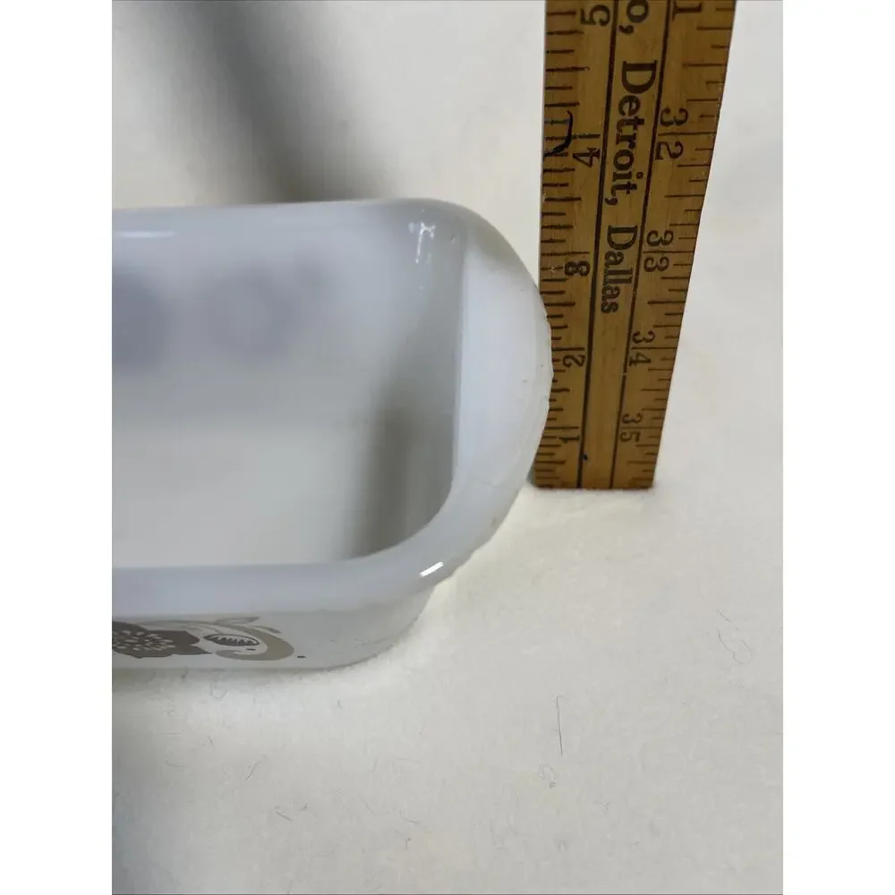Vintage Glasbake Milk Glass Loaf Pan Floral Pattern J522-Loaf Made In USA